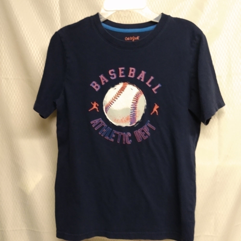 Cat & Jack Baseball T-shirt sz L 12-14, Navy, 100%cotton, pre-owned